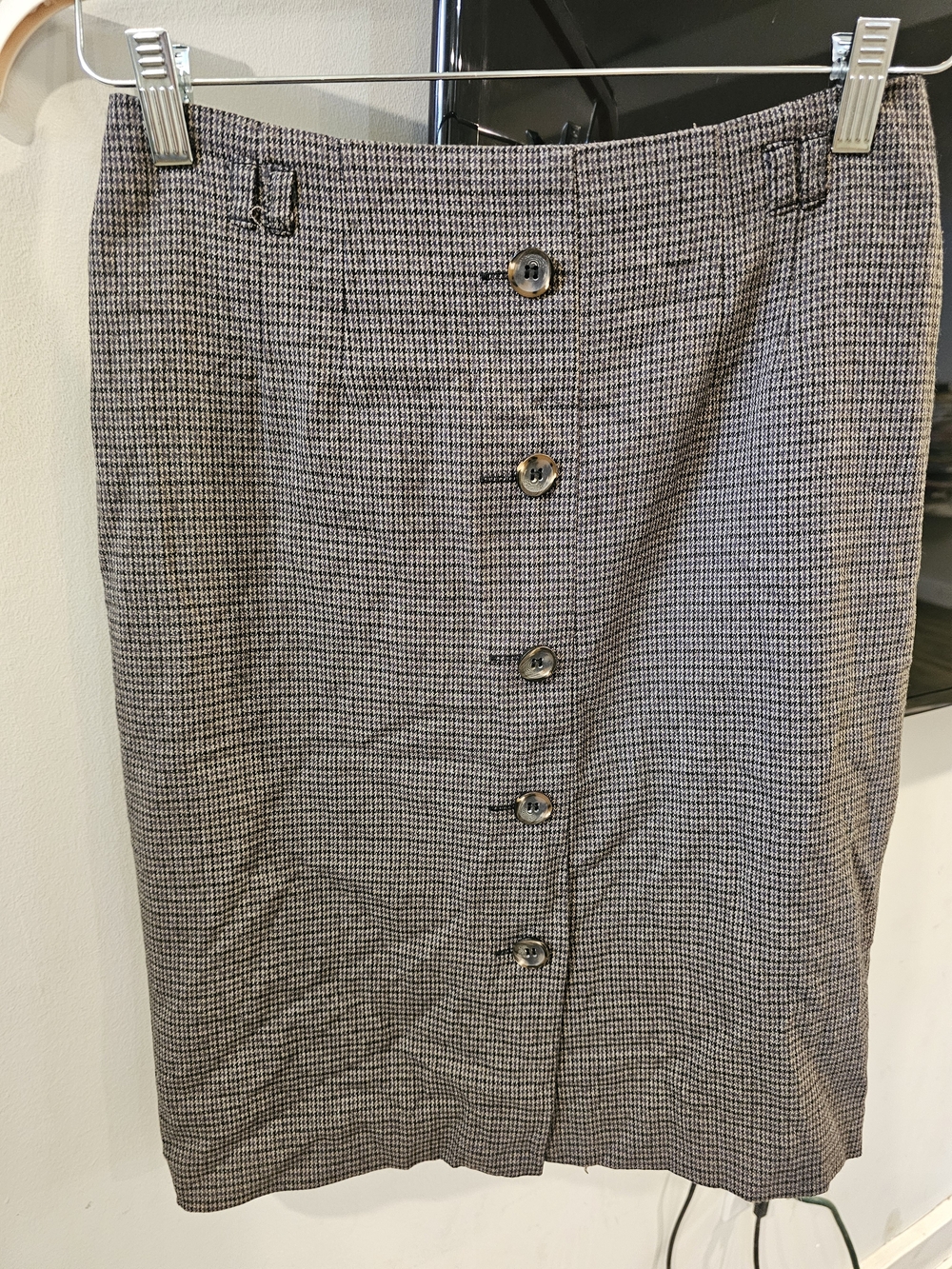 H&M Checked Button-Front Midi Skirt - Brown & Black